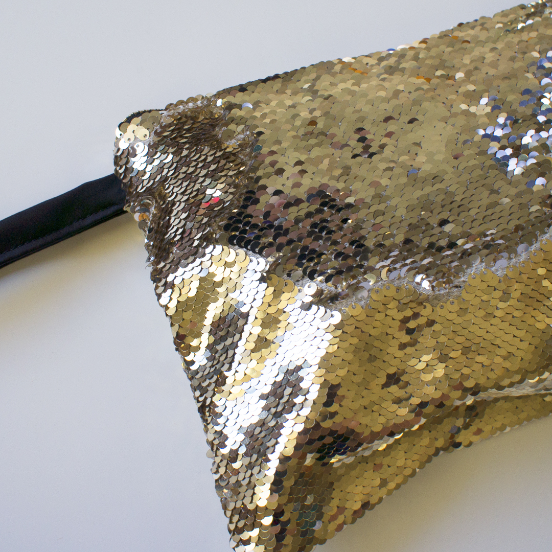 Handmade Gold Sequin Clutch Bag by the Bristol Seamstress